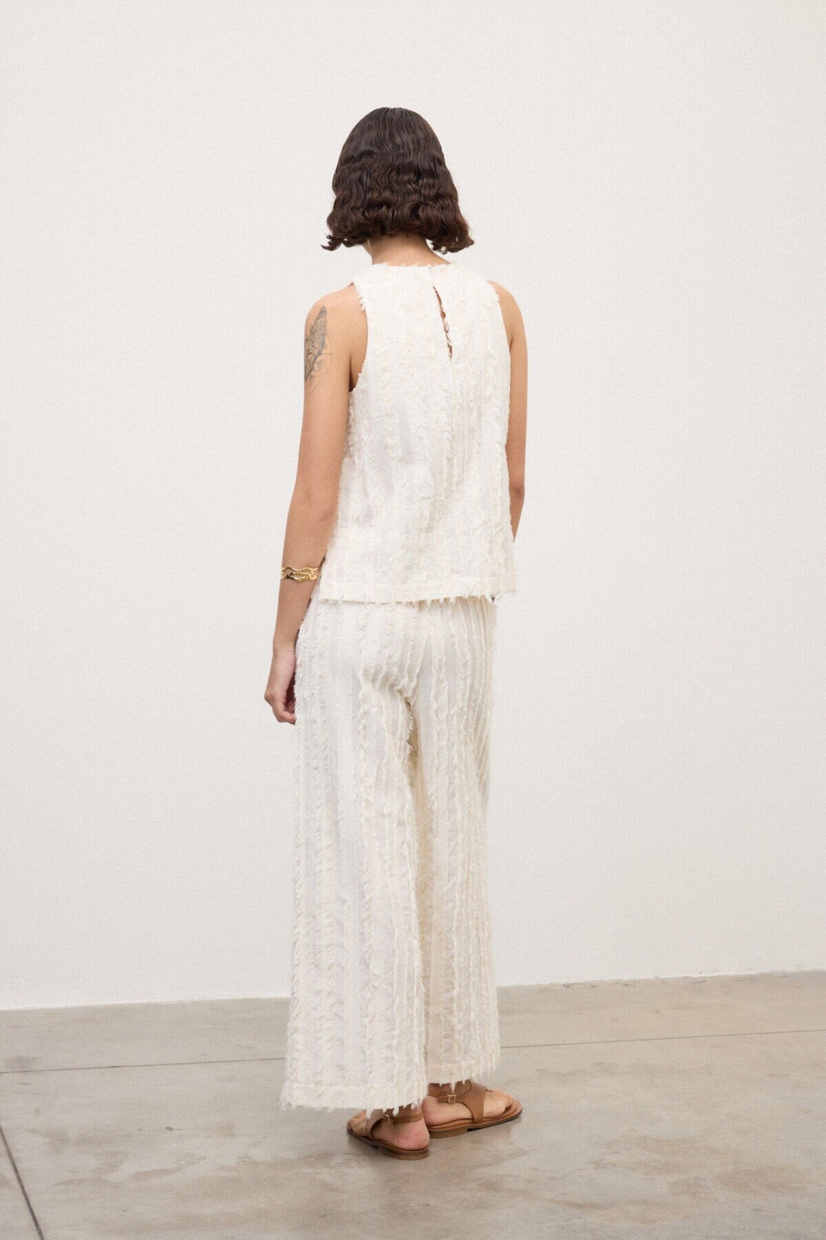 Ottod'Ame | Textured Palazzo Pants | Latte