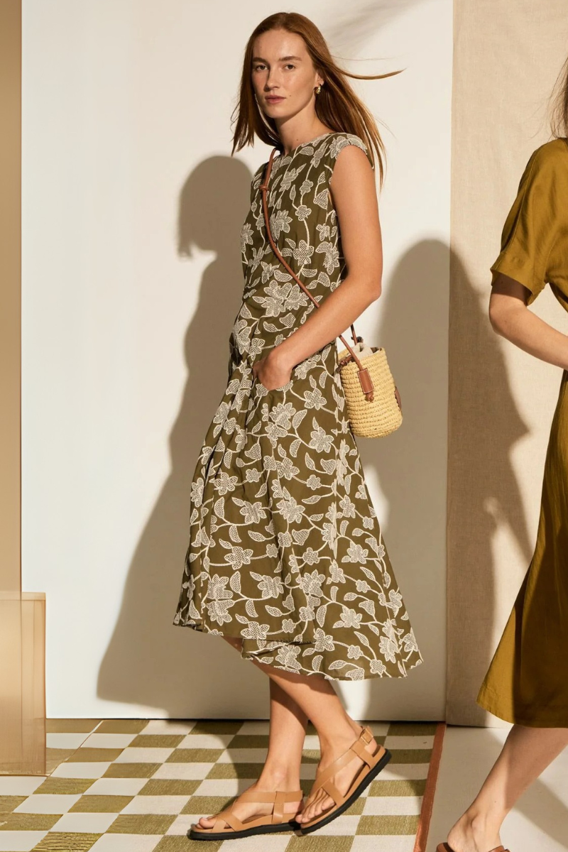POL | Hugo Dress | Khaki Embroidery