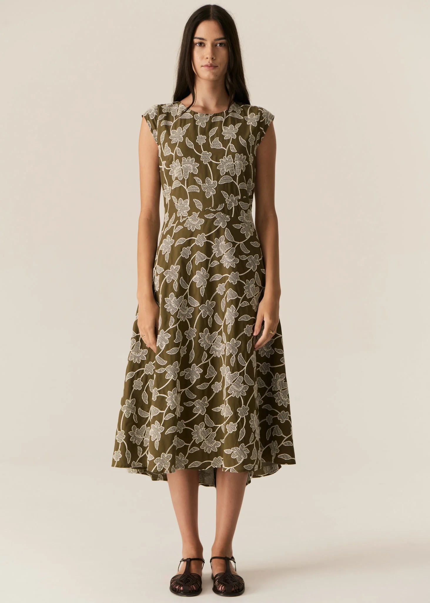 POL | Hugo Dress | Khaki Embroidery