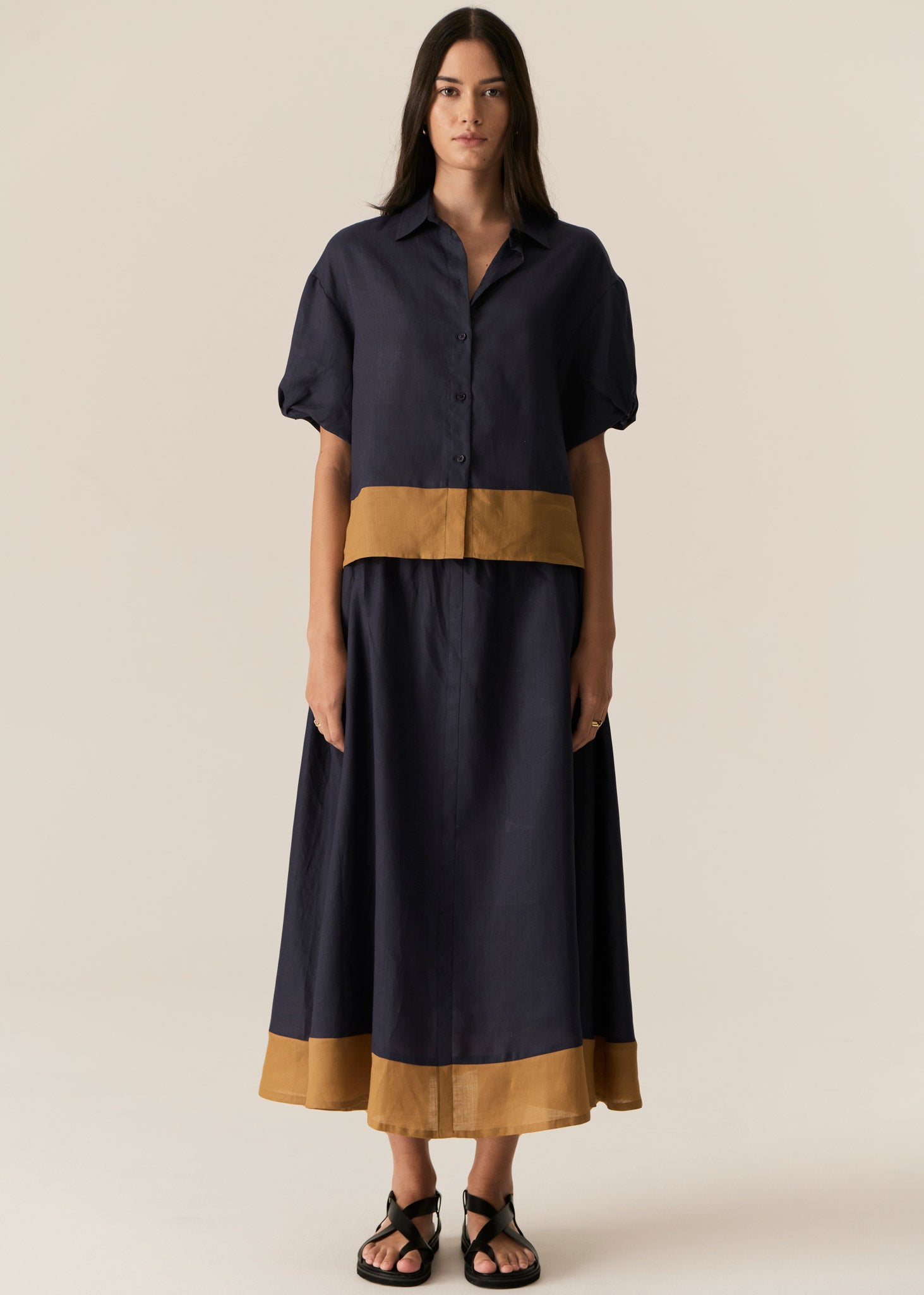 POL | Speck Contrast Shirt | Ink/Ginger