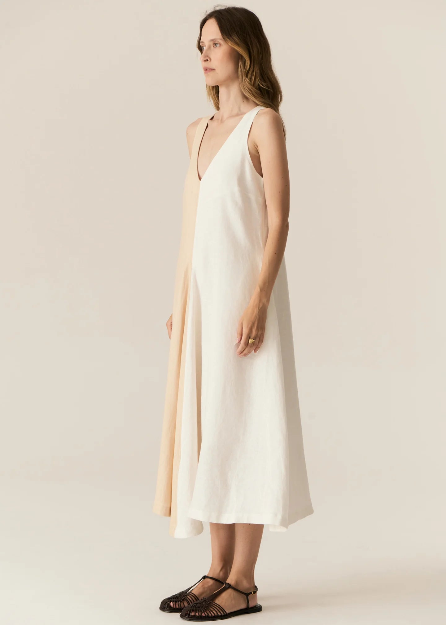 POL | Saga Two Tone Dress | Ivory/Butter