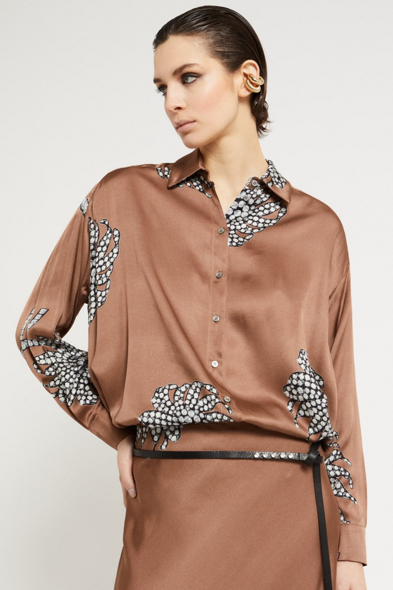 Ottod'Ame | Collared Viscose Shirt | Brown