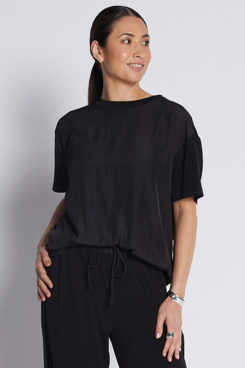 Philosophy | Kitty Silky Short Sleeve Spliced Tee | Black