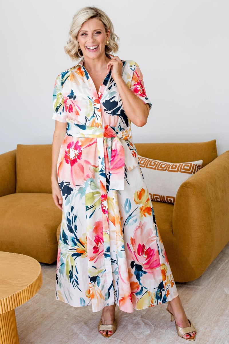 Philosophy - Jannie Short Sleeve Midi Shirt Dress - Love Story