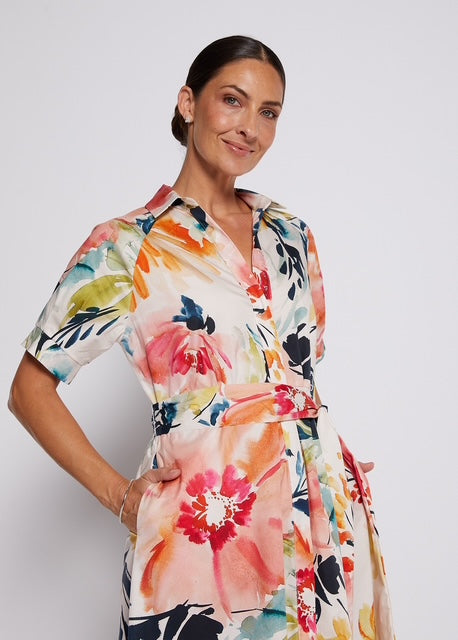 Philosophy | Jannie Short Sleeve Midi Shirt Dress | Love Story