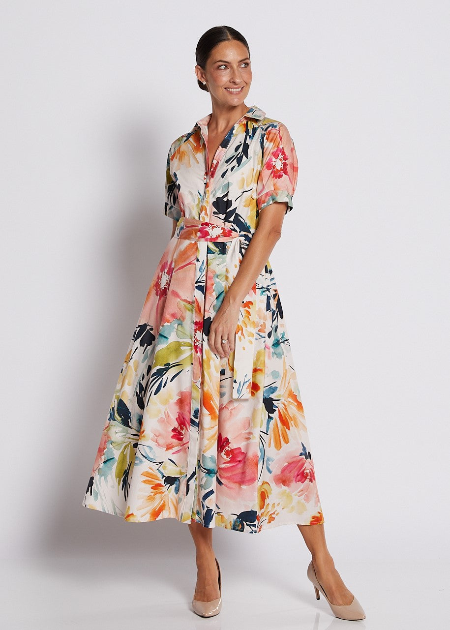 Philosophy | Jannie Short Sleeve Midi Shirt Dress | Love Story