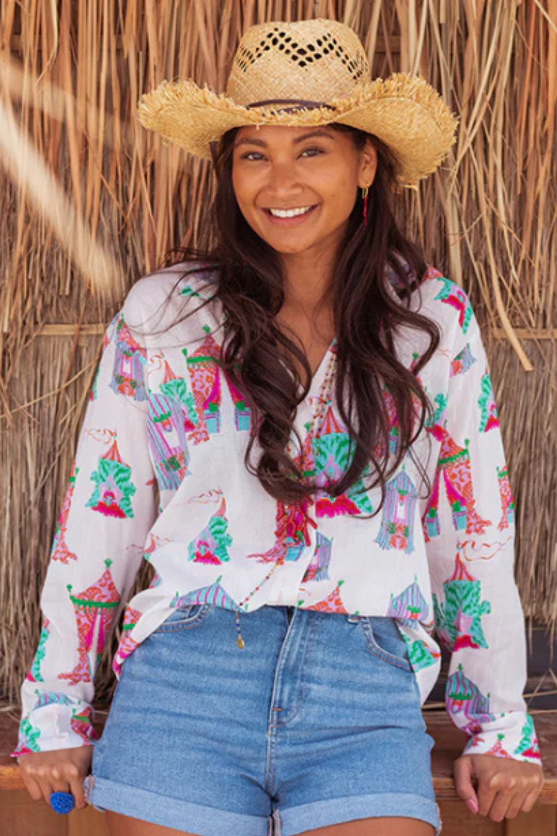 Place du Soleil | Tea Tents Blouse | White Multi