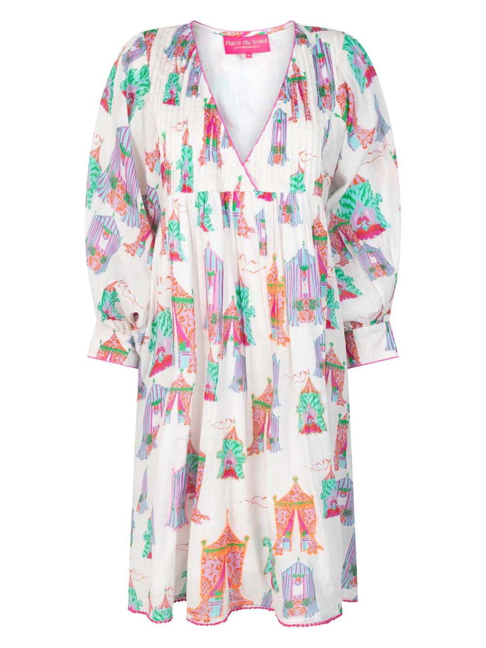Place du Soleil | Tea Tents Short Dress | White/Multi
