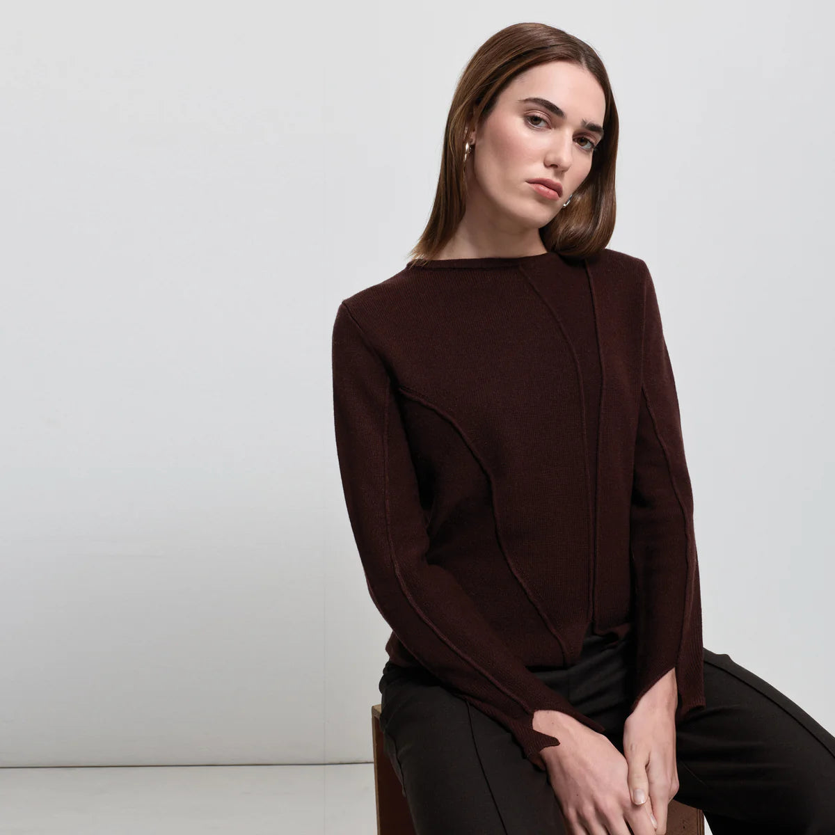 Raw by Raw | Maya Boat Neck Textured Knit | Espresso