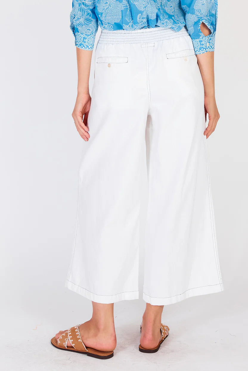 Ruby Yaya | Pula Pant with Navy Stitching | White