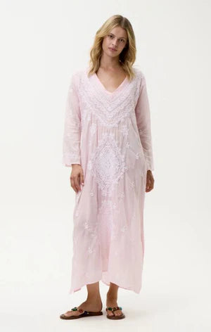 One Season Long Goa Embroidery I Pink/White