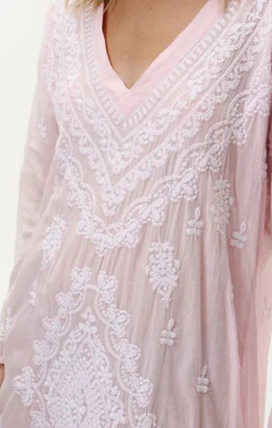 One Season Long Goa Embroidery I Pink/White