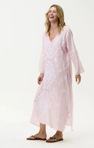 One Season Long Goa Embroidery I Pink/White