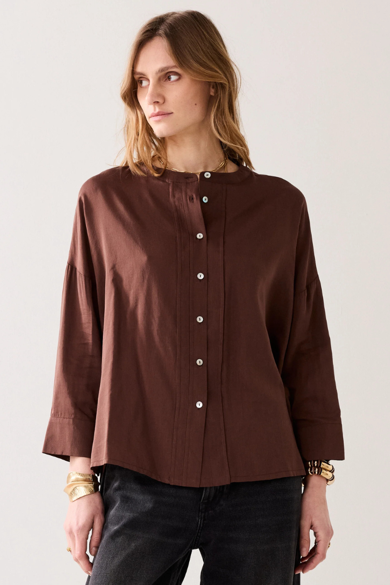 Summum | Blouse 3/4 Sleeve | Coffee