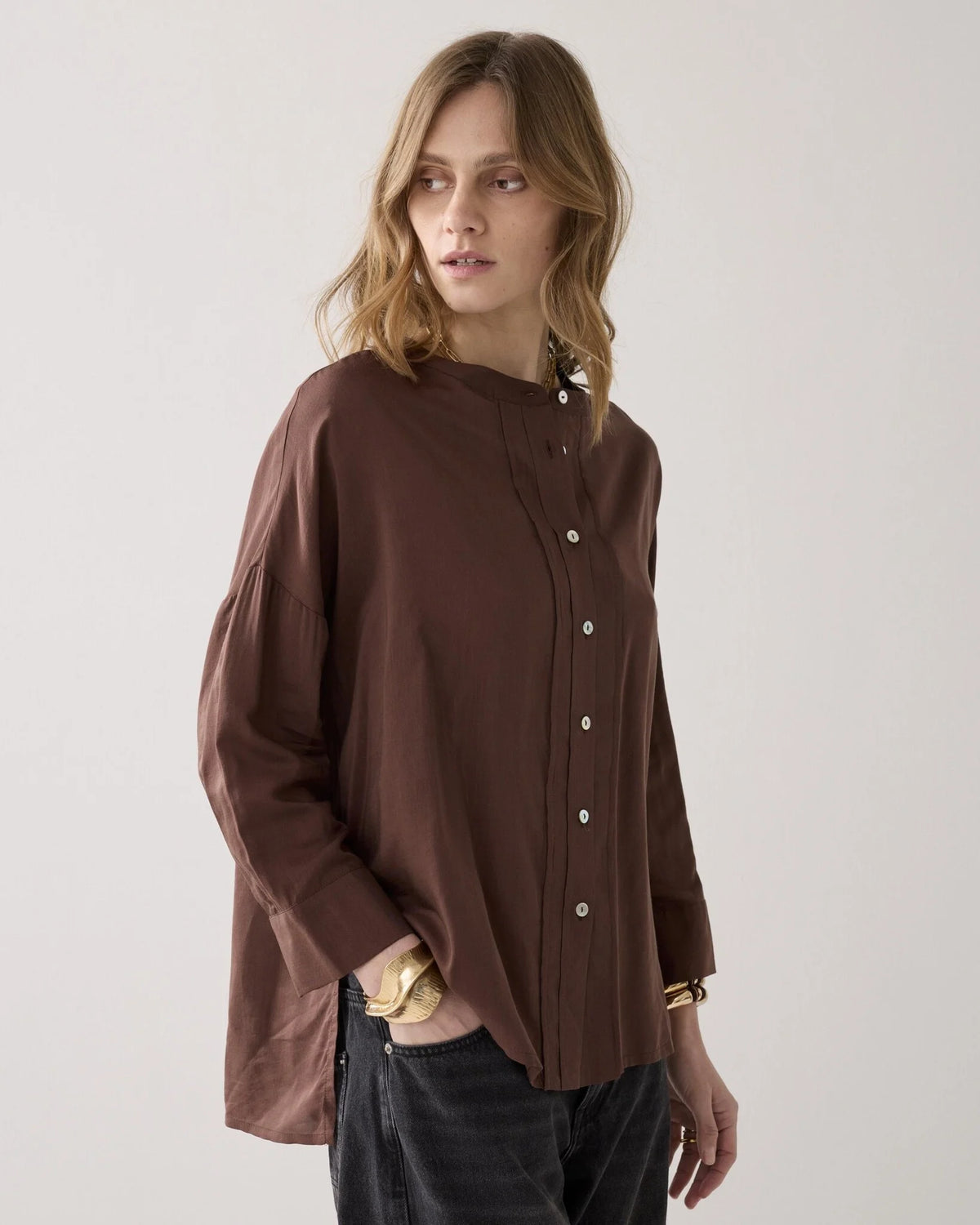 Summum | Blouse 3/4 Sleeve | Coffee
