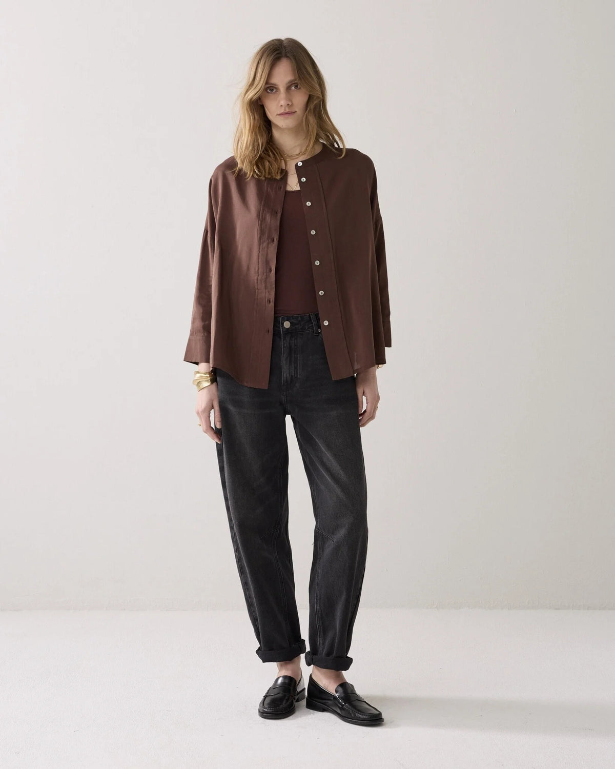 Summum | Blouse 3/4 Sleeve | Coffee