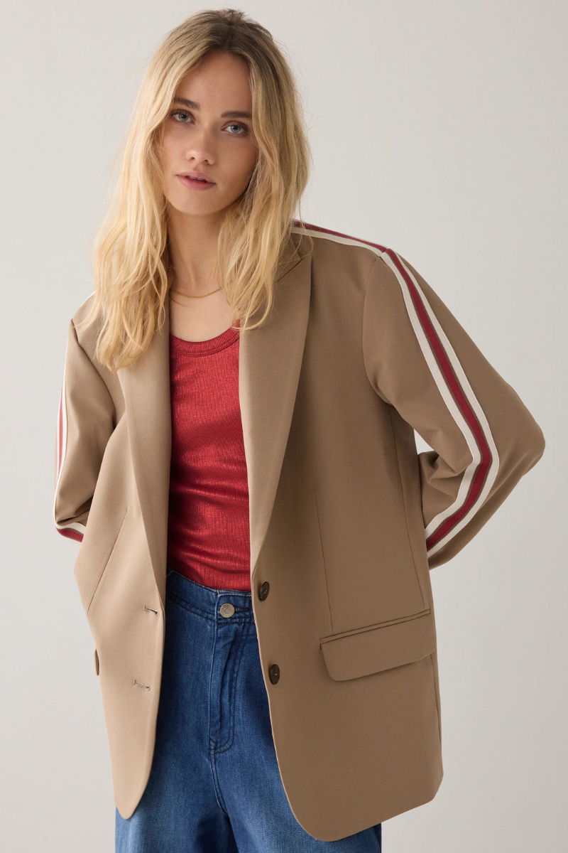 Summum | Blazer With Tape Viscose Blend | Khaki