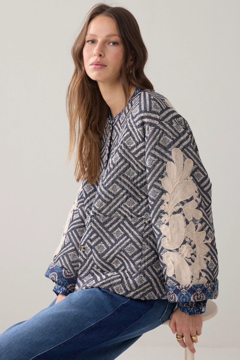 Summum | Jacquard Reversible Jacket | Blue