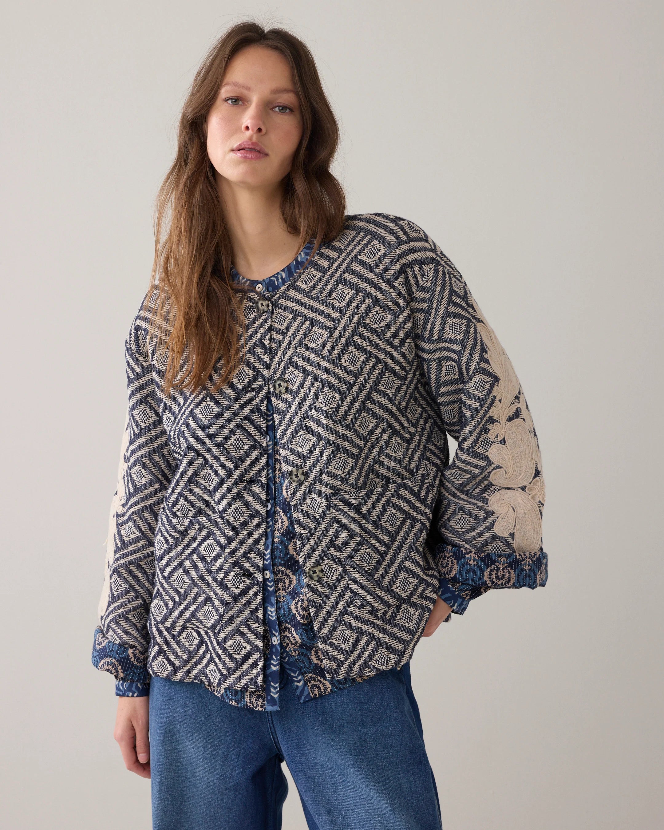 Summum | Jacquard Reversible Jacket | Blue