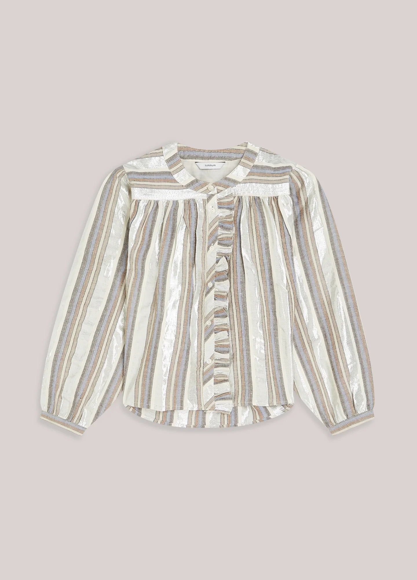 Summum | Stripe Lurex Blouse | Silver