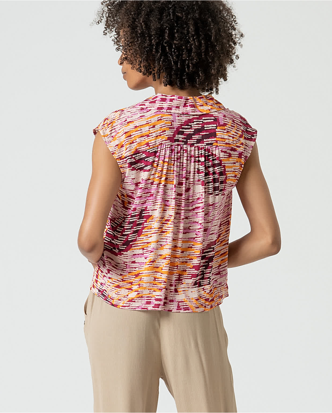 Surkana | Collared Blouse | Pink Multi