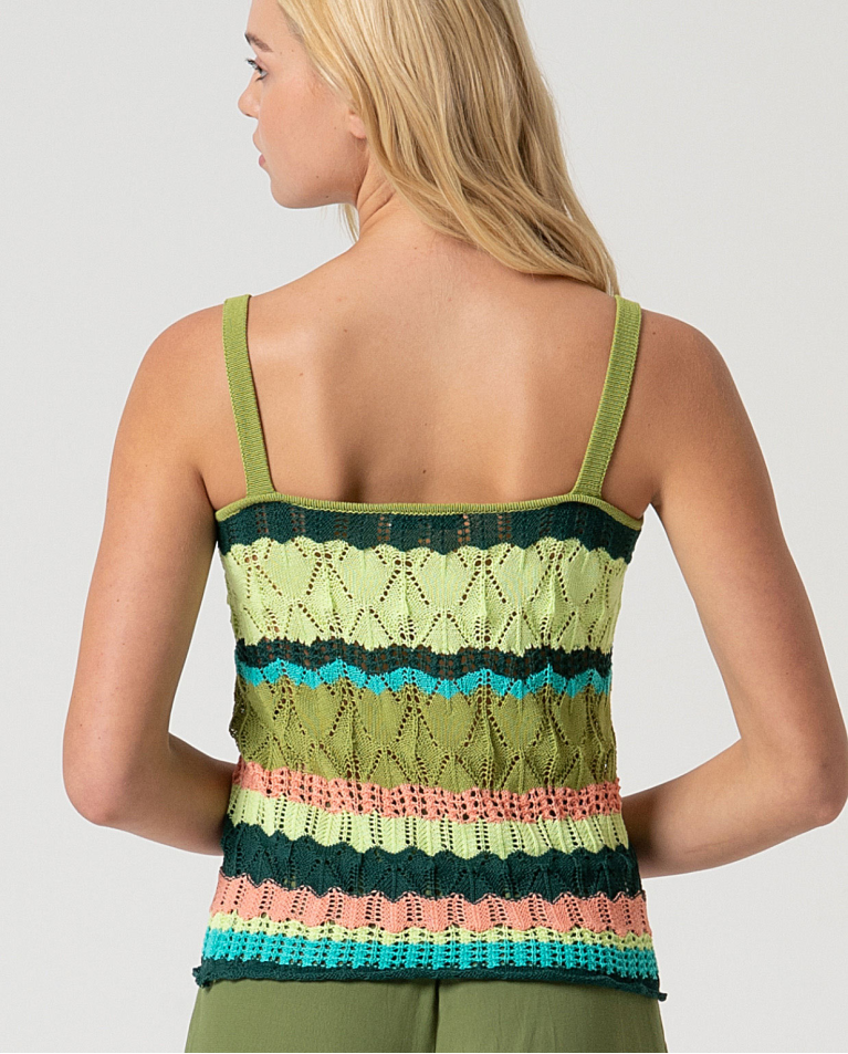 Surkana | Striped Singlet Top | Green