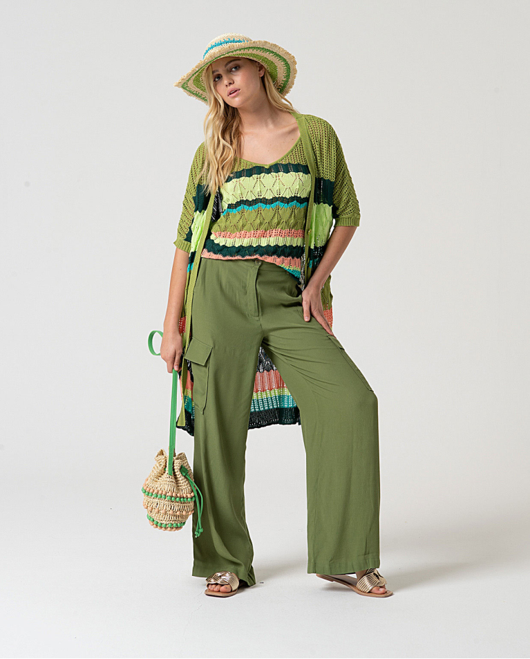 Surkana | Striped Singlet Top | Green