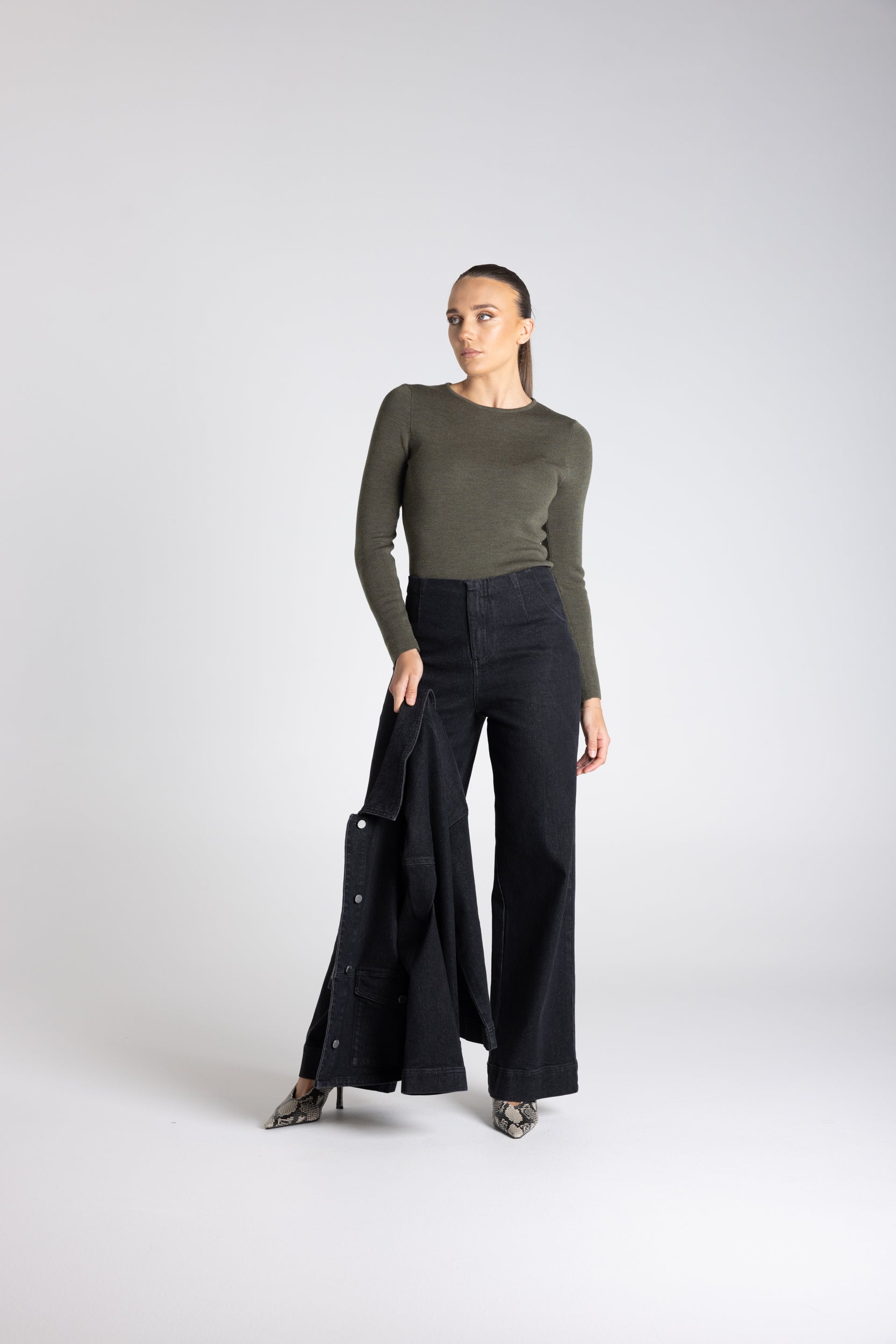 Two T's | Denim Boot Leg Jean | Black Denim