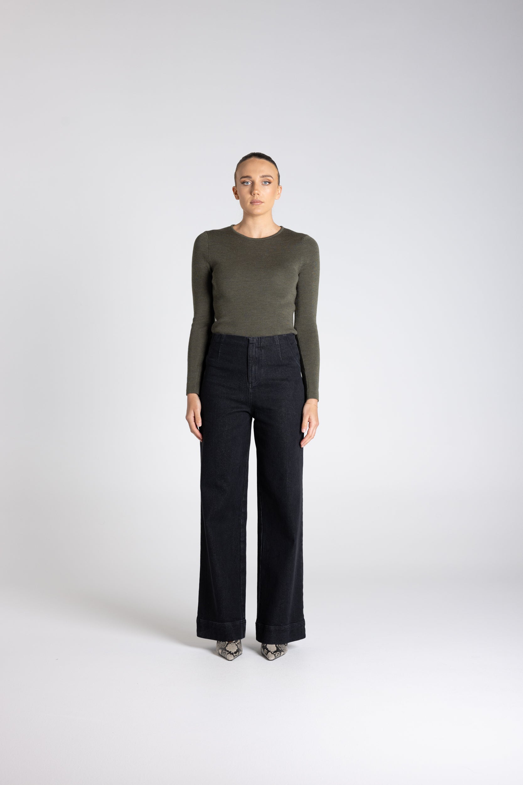 Two T's | Denim Boot Leg Jean | Black Denim