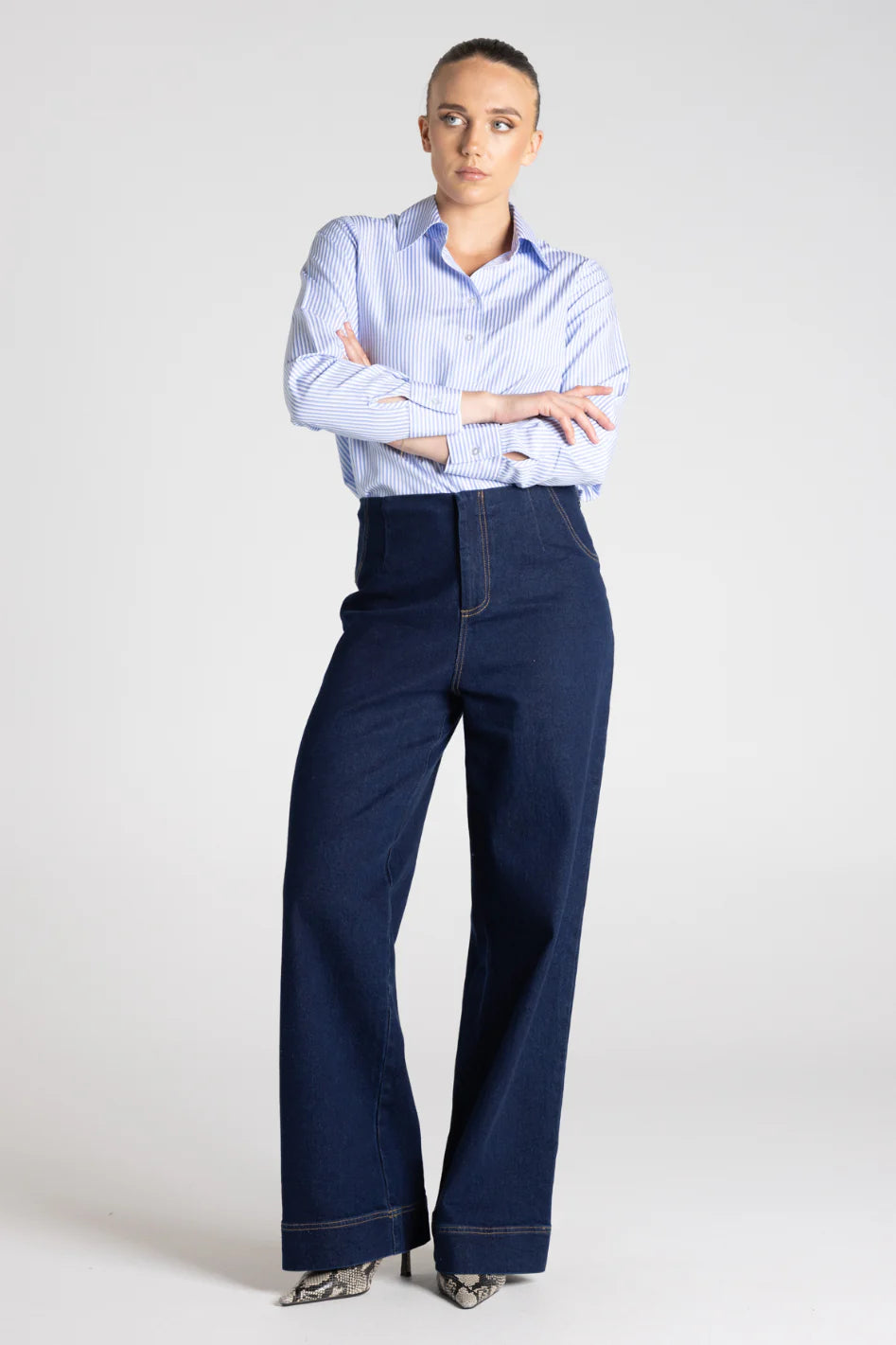 Two T's | Classic Stripe Shirt | White/Blue Stripe