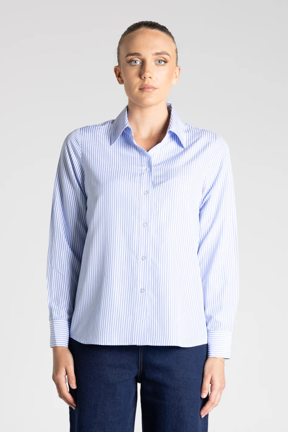 Two T's | Classic Stripe Shirt | White/Blue Stripe