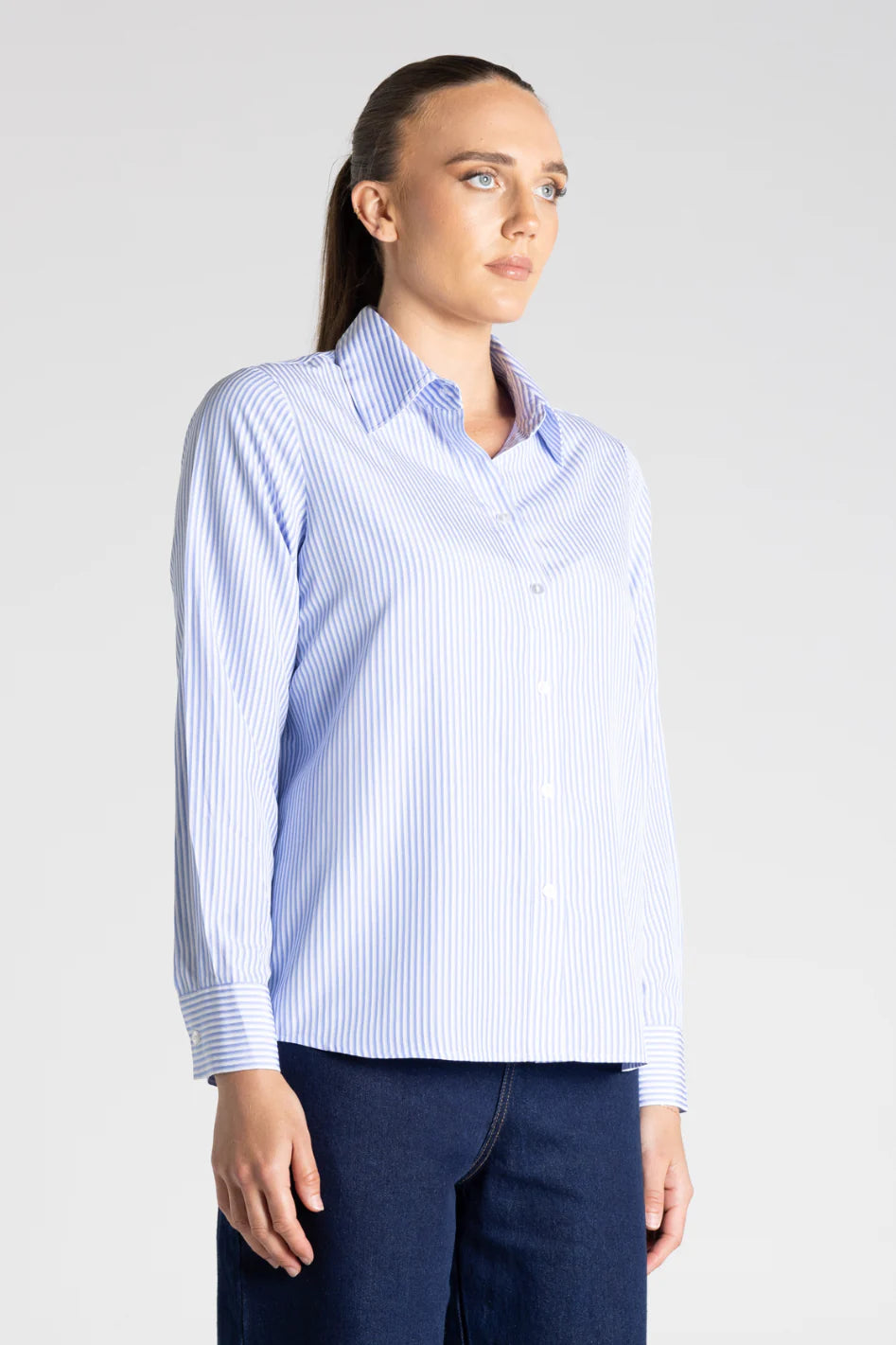 Two T's | Classic Stripe Shirt | White/Blue Stripe