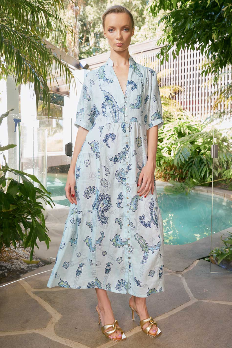 The Dreamer Label | Celine Woodstock Ankle Dress | Ocean