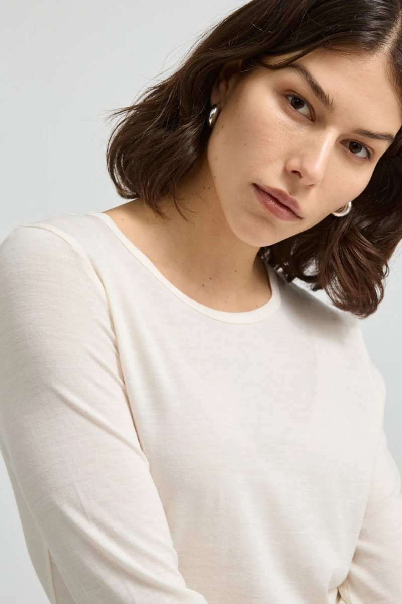 Toorallie | Crew Merino Tee | Warm White