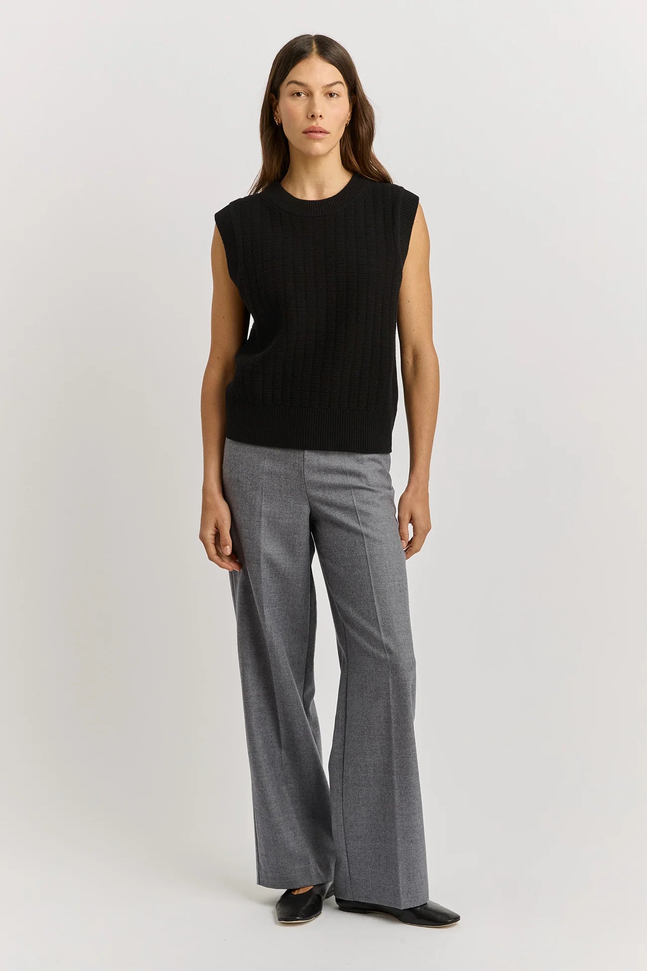 Toorallie | Grid Knit Vest | Black