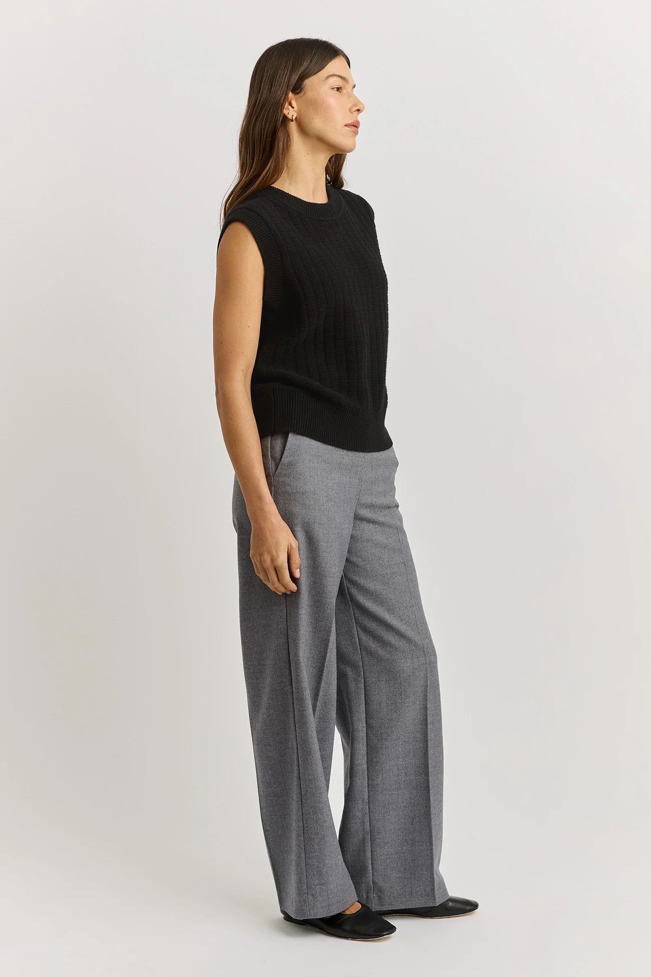 Toorallie | Grid Knit Vest | Black