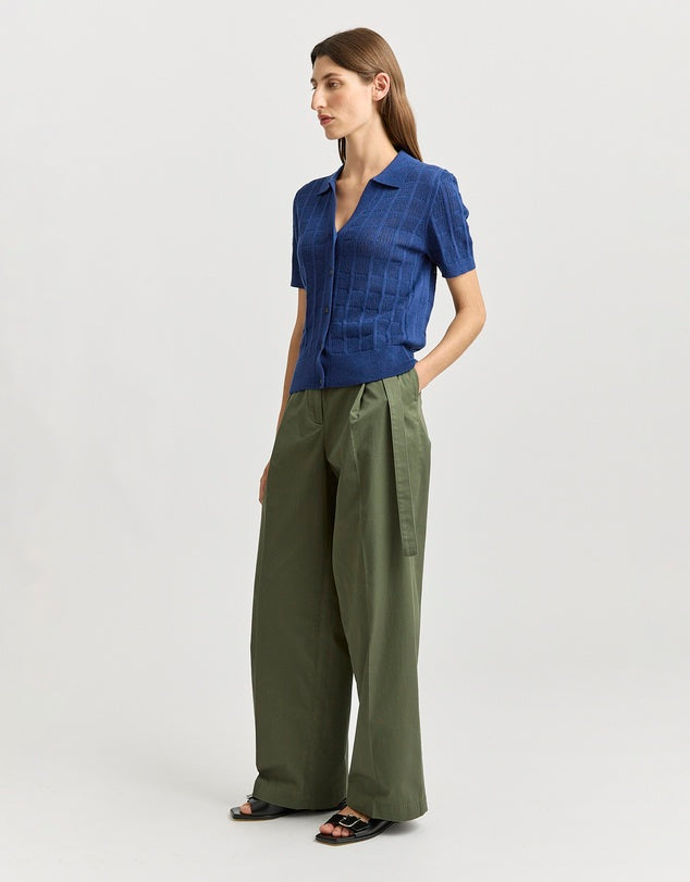 Toorallie | Open Stitch Button Polo | Marine