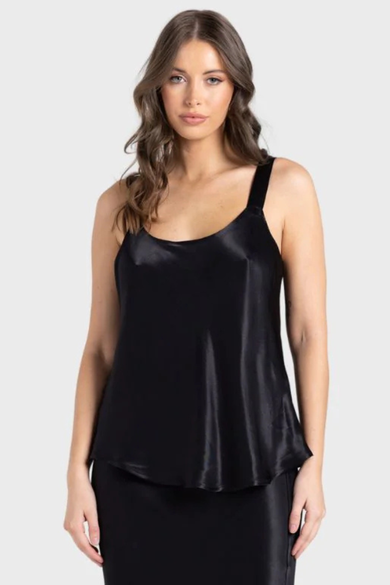 Two T's | Satin Cami | Black