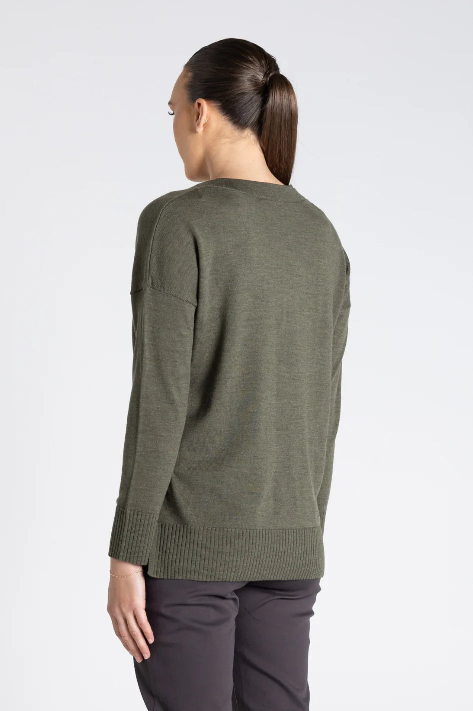 Two T's | Double V Neck Sweater | Khaki