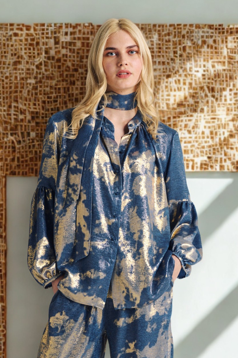 Valérie Khalfon | Bunny Blue Top | Blue/Gold