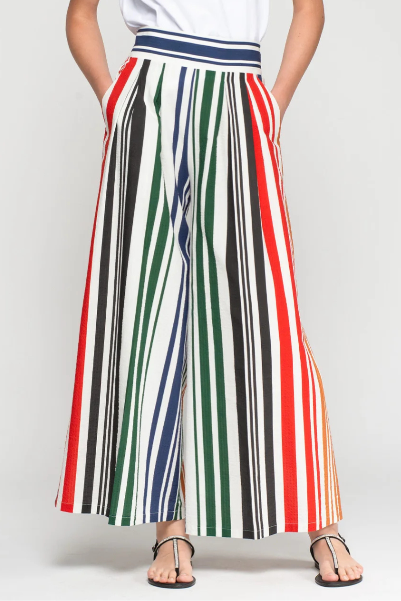 Vilagallo | Marian Seersucker Pant | Multicoloured Stripe