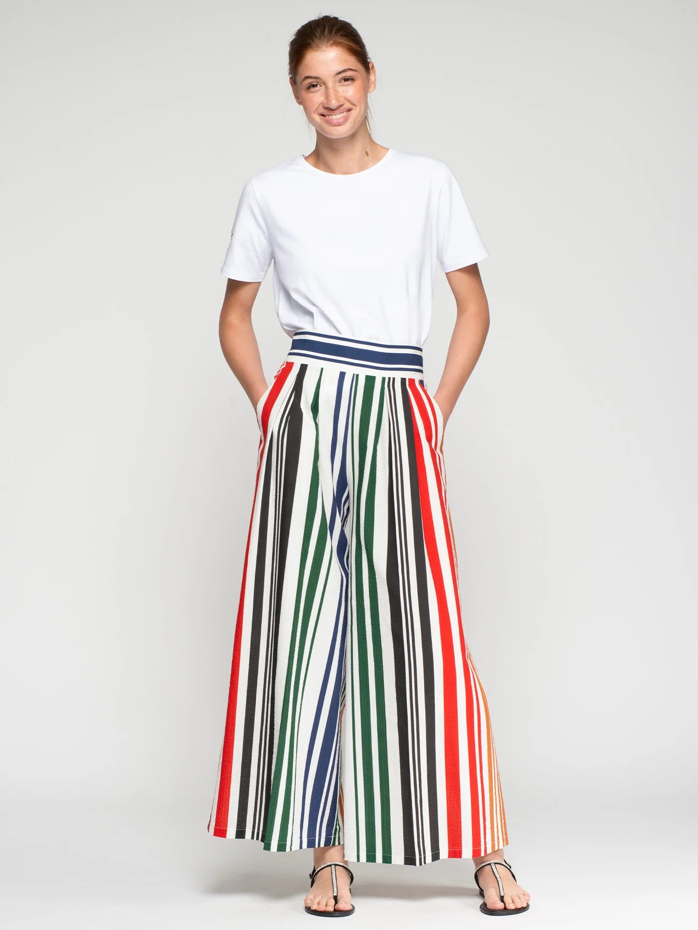 Vilagallo | Marian Seersucker Pant | Multicoloured Stripe
