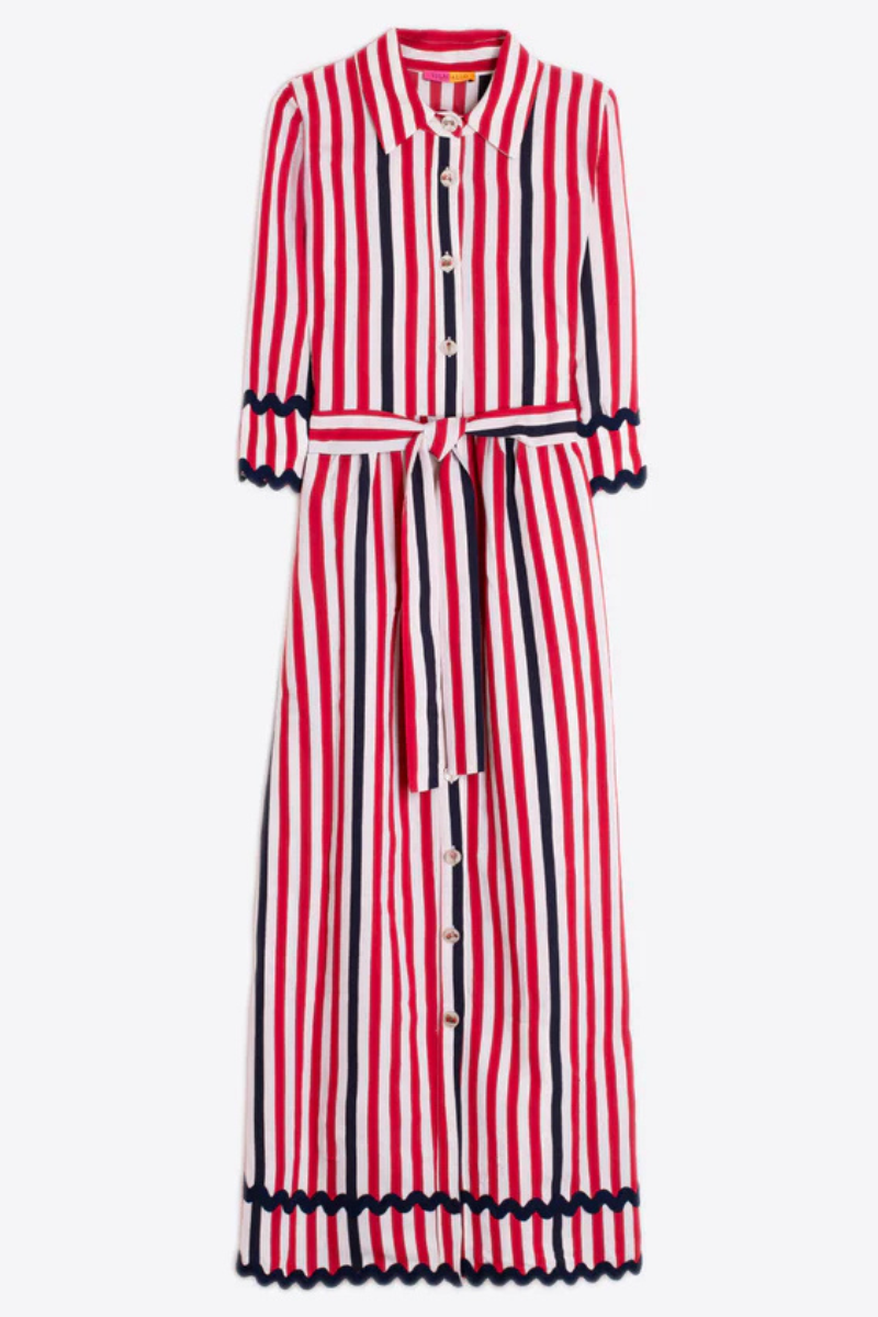 Vilagallo | Natalia Striped Dress | Red/Navy