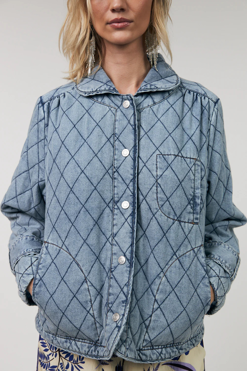 Lolly's Laundry | Viola Quilted Jacket | Washed Denim