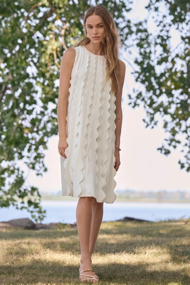 Joseph Ribkoff | A Line Sweater Knit Dress | White