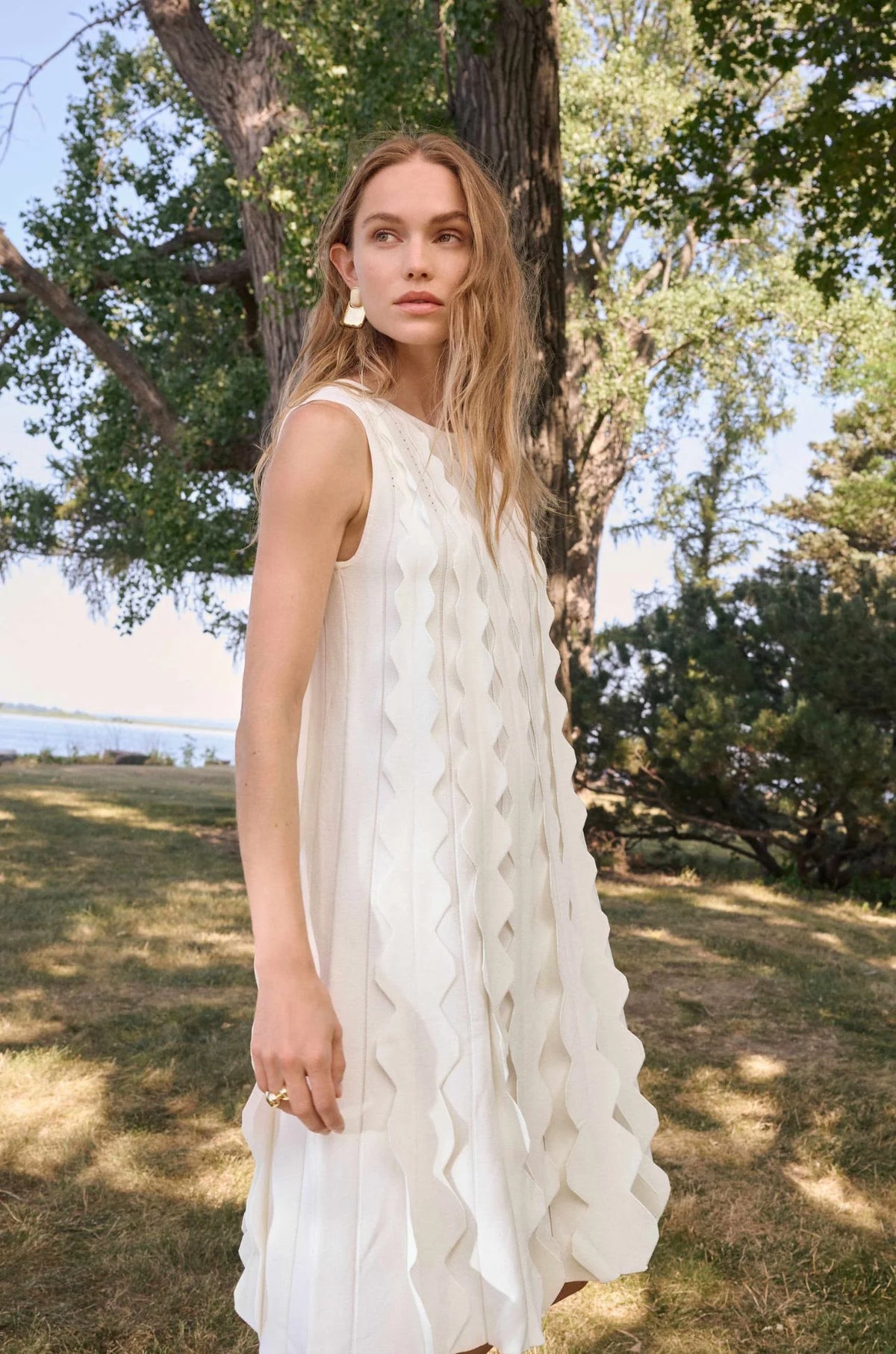 Joseph Ribkoff | A Line Sweater Knit Dress | White