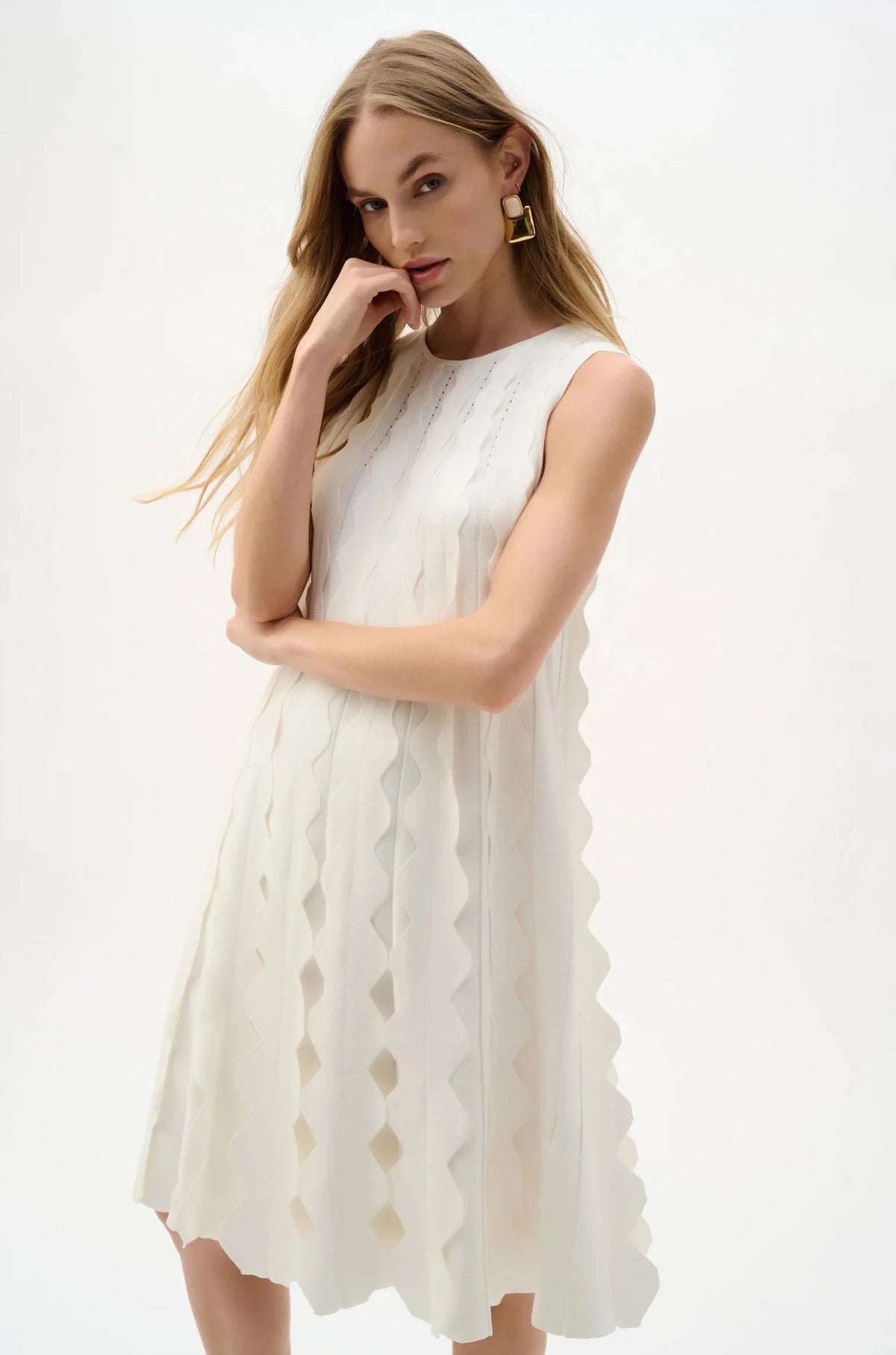 Joseph Ribkoff | A Line Sweater Knit Dress | White