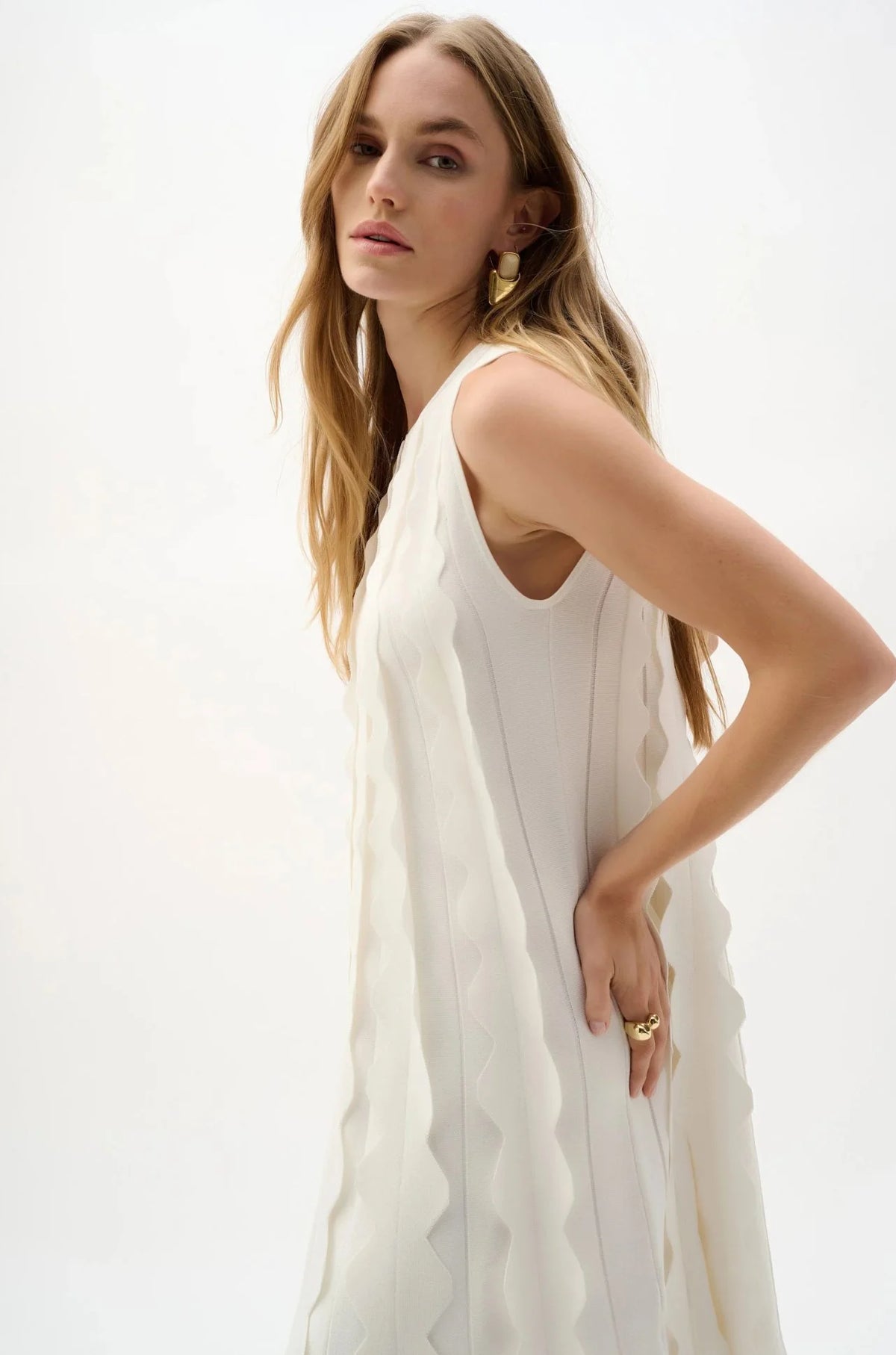 Joseph Ribkoff | A Line Sweater Knit Dress | White
