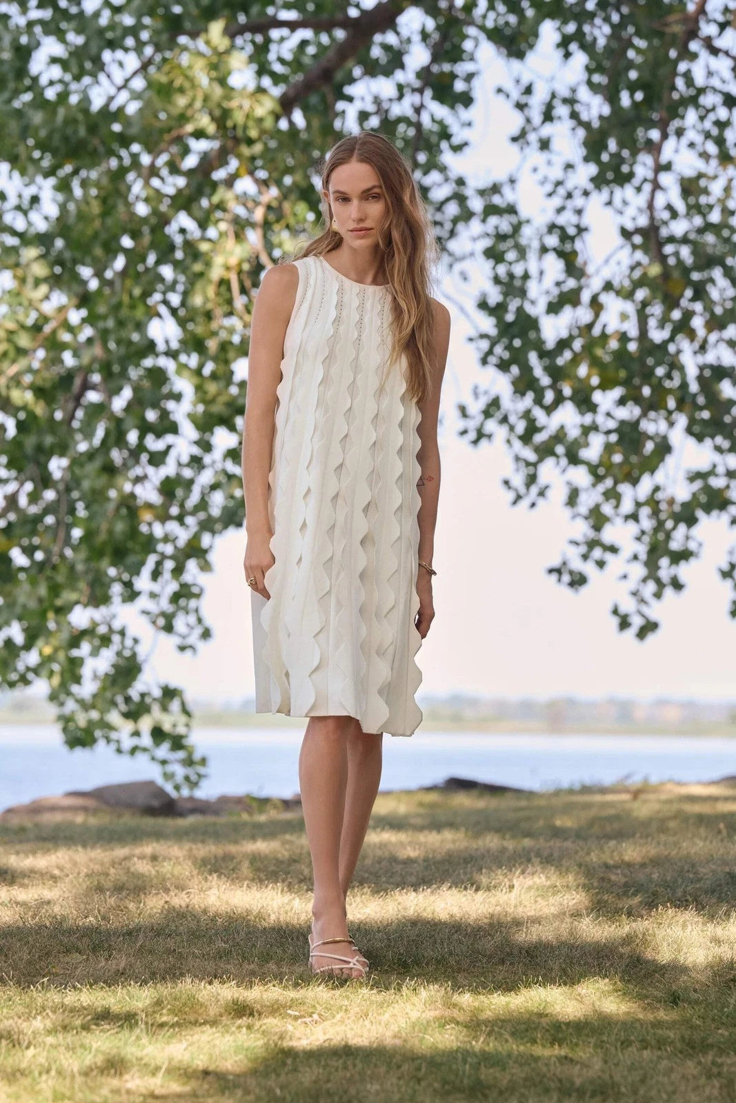 Joseph Ribkoff | A Line Sweater Knit Dress | White