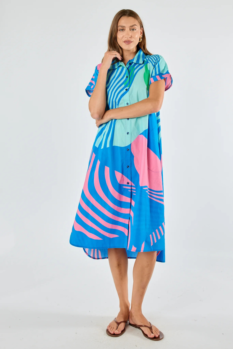 Itami | Papillon Button Dress | Blue